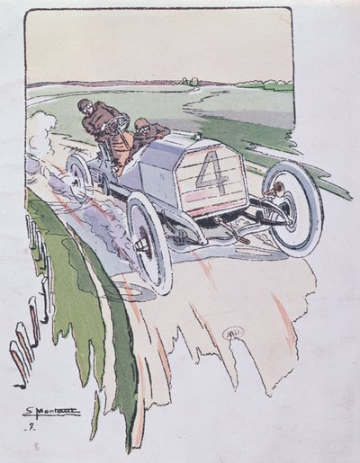 Camille Jenatzy en su Mercedes compitiendo en la carrera Gordon-Bennett en 1903 de Ernest Montaut
